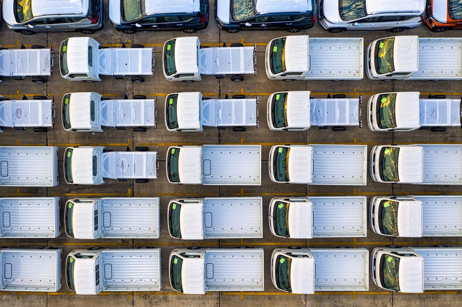 Fleet of delivery trucks